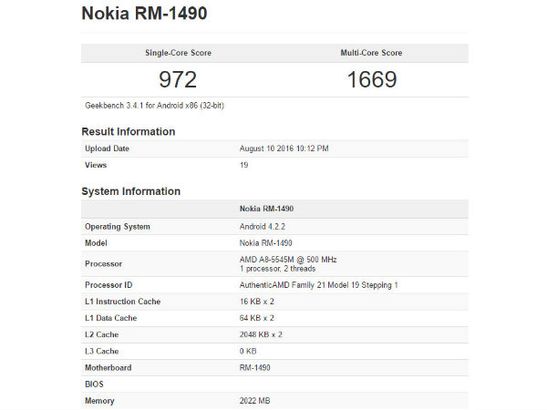 A Nokia RM-1490 With Android 4.2.2
