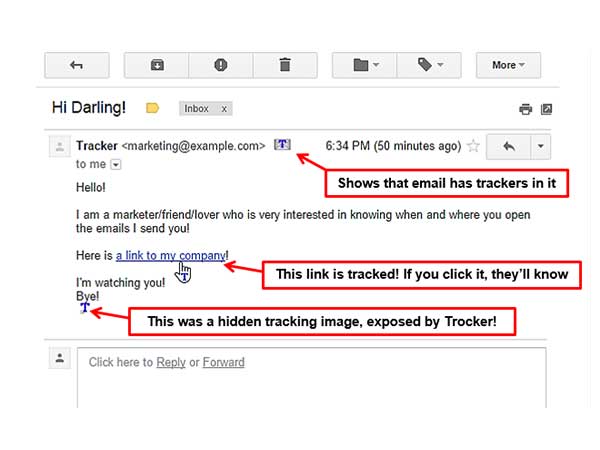 Notifies if the email contains any Tracker