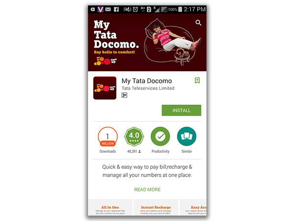 DoCoMo users can avail all account management services on a single app