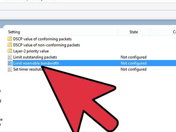 Double click on Limit Reserve Bandwidth