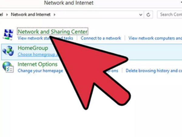 Open Network and Sharing Center on Control Panel
