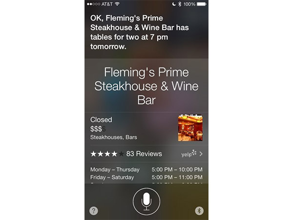 Make Dinner Reservation with Siri