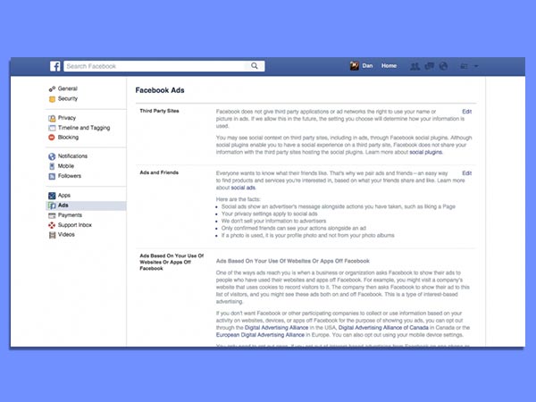Block Ads by Using Facebook Settings