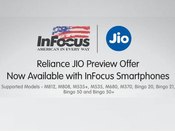 Jio Preview Offer Available on InFocus 4G Smartphones