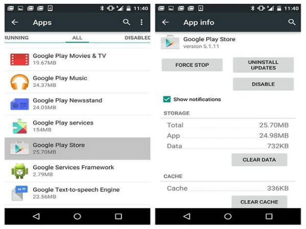 Wipe the Google Play Cache