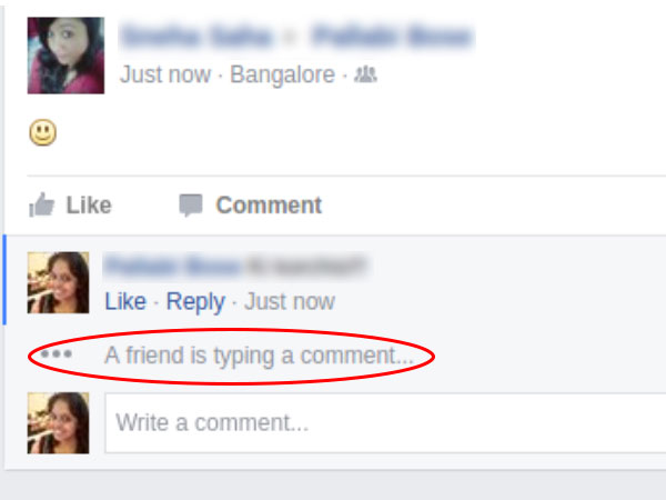 'A Friend is Typing a Comment' Feature 