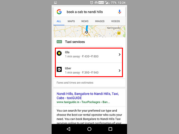 Compare the fare estimates side-by-side 