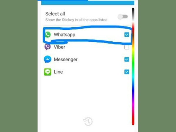 Step 2. Choose WhatsApp from Stickey 
