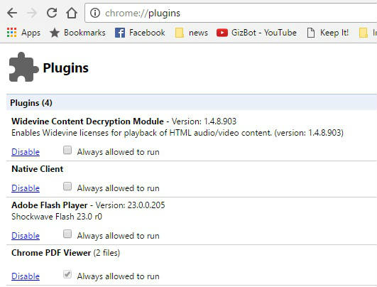 Turn off unwanted Plugins