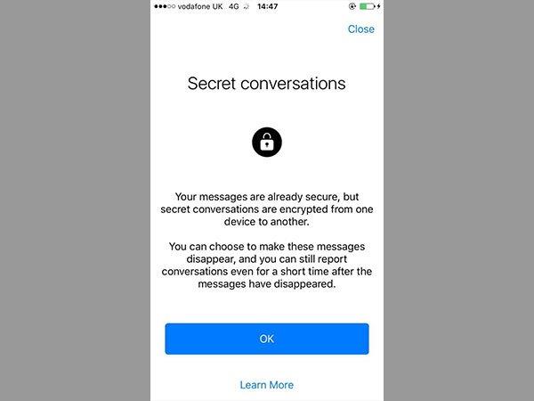 Tap on the Secret Conversation Option