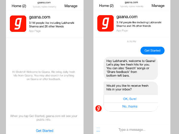 Share Music Via Facebook Messenger with Gaana's Music Streaming Bot