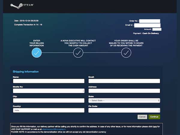 Rejoice Gamers: Steam is Now Allowing Cash On Delivery in India