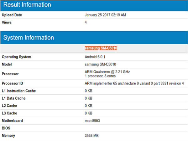 Samsung's C-series Galaxy C5 Pro smartphone spotted on Geekbench