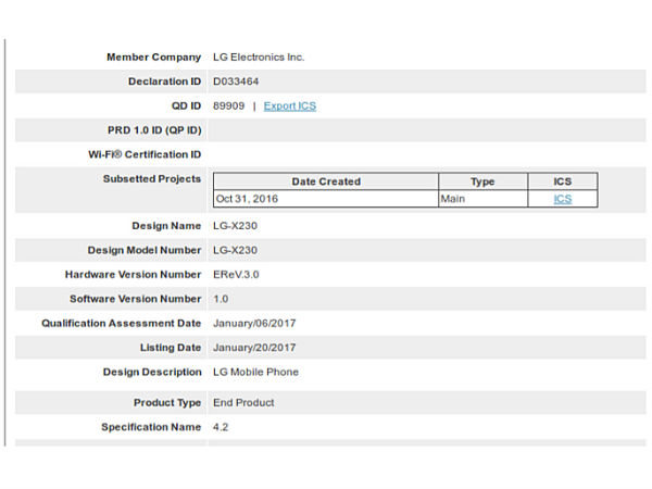 Entry-level LG X230 receives Bluetooth certification