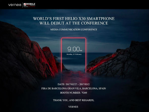 Vernee to Launch world’s first smartphone with Helio X30 at MWC 2017 Vernee to Launch world’s first smartphone with Helio X30 at MWC 2017