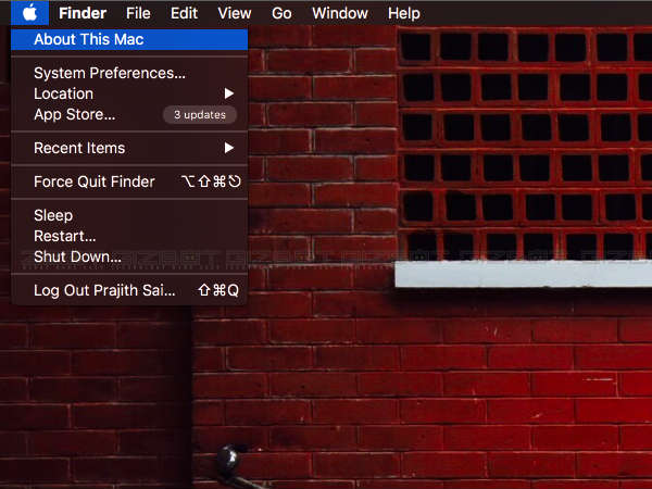 Step 1: Head over to Apple Logo> About this Mac