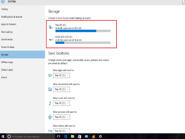 Check for low disk space