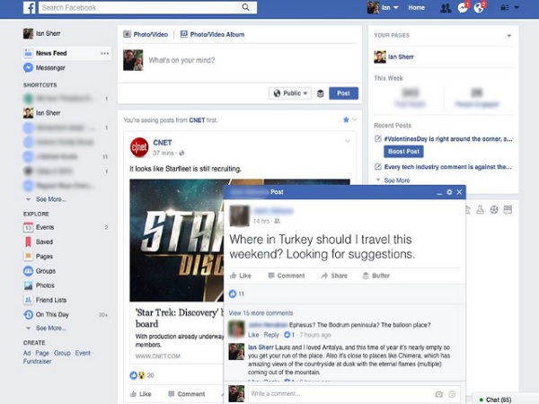 Facebook is testing chat windows styled pop-up posts for notifications