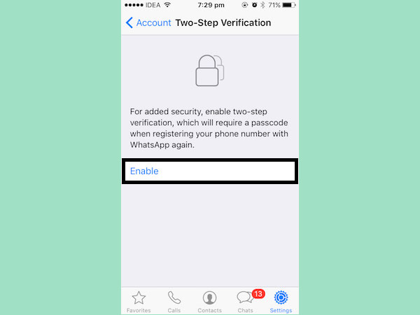 How to enable two-step verification for WhatsApp on iOS 
