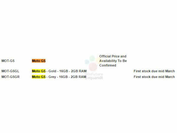 Moto G5 first stock to go on sale by mid-March, launching at MWC 2017