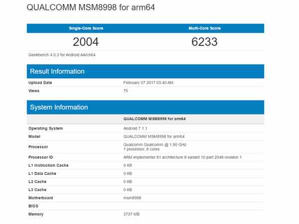 Qualcomm Snapdragon 835 SoC benchmark scores leaked  