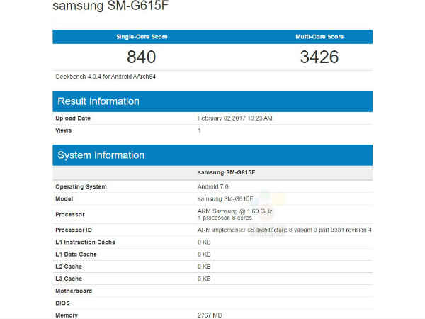 Samsung Galaxy On7 Pro (2017) spotted on Geekbench; Key specs leaked