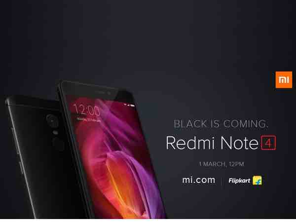 Xiaomi Redmi Note 4 Matte Black variant to go on sale on March 1 Xiaomi Redmi Note 4 Matte Black variant to go on sale on March 1