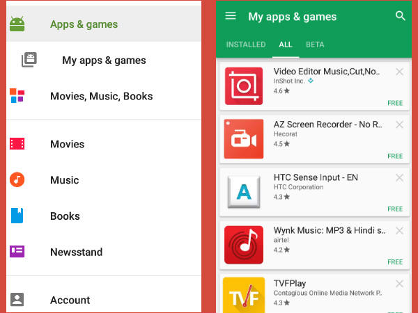 How to reinstall the apps already purchased by you?