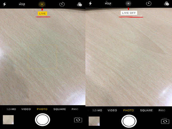 How to disable Live Photo feature before taking a picture: