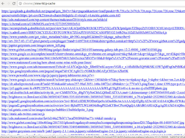 6. chrome://view-http-cache/