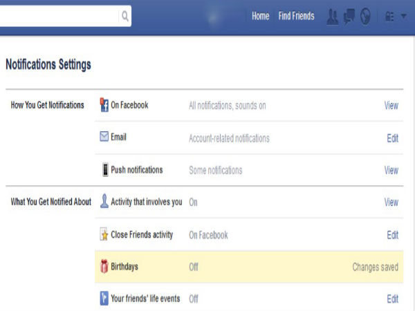 Turn off birthday notifications 