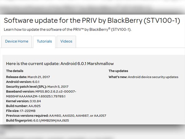 BlackBerry PRIV gets March security patch update with build AAJ925