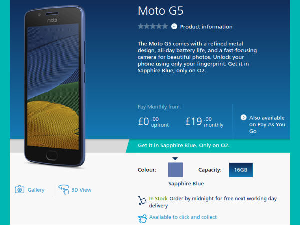 Moto G5 Sapphire blue color goes on sale in UK