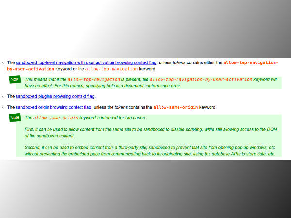 Sandboxed iframe Improvements