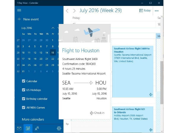 Displays travel reservation