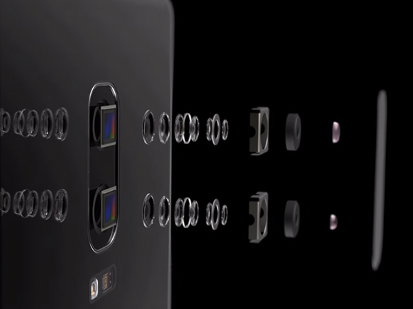 Dual-lens rear camera unit