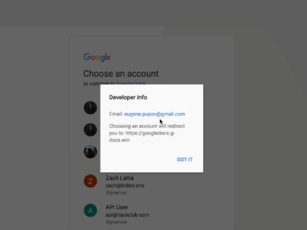 Developer information title