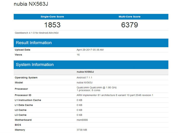 Appearance on Geekbench
