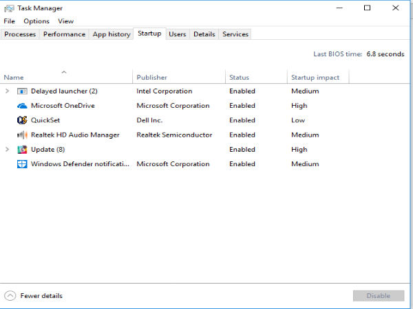 System Configuration Startup Programs