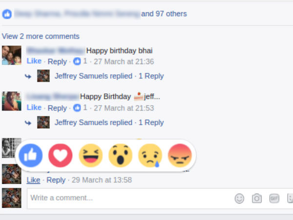 Facebook adds Reactions feature to comments as well