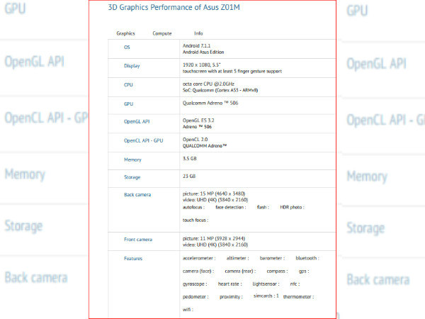 Asus ZenFone 4 Selfie visits GFXBench revealing key specs
