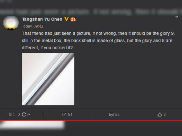 Honor 9 to have a glass body suggests leak