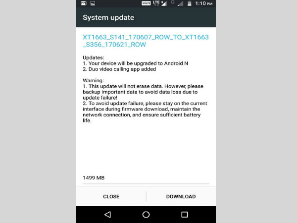 Motorola Moto M Android 7.0 Nougat update released in India