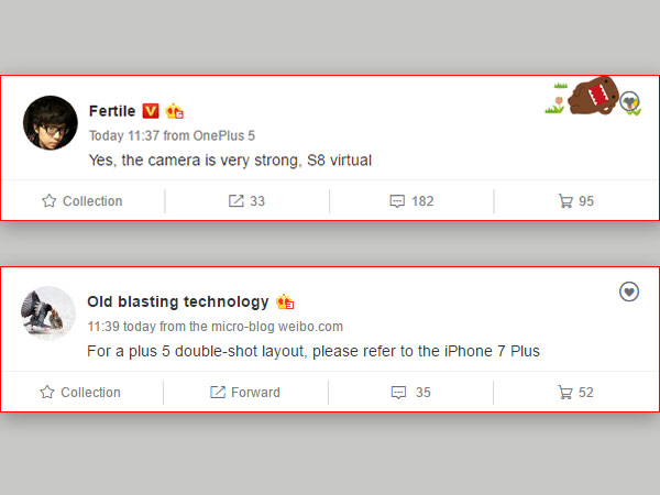 OnePlus 5 camera to have similar configuration of iPhone 7 Plus