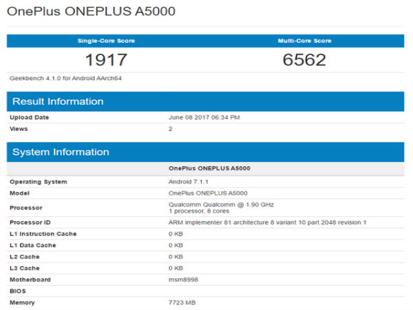 OnePlus 5 visits Geekbench with 8GB RAM and Snapdragon 835 SoC