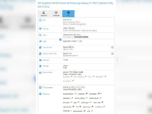 Samsung Galaxy J7 (2017) spotted on TENAA with Android 7.0 