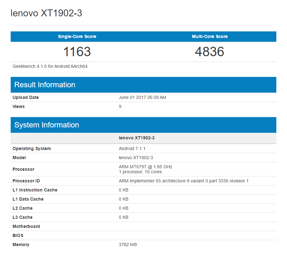 Lenovo XT1902-3 appears on Geekbench: Moto M2 coming soon?