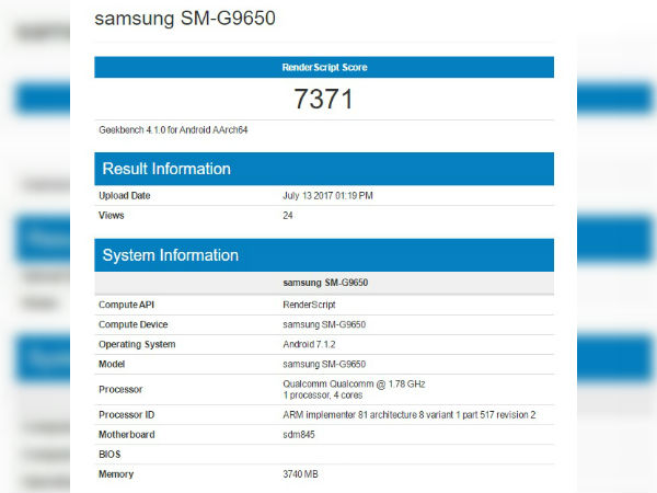 Alleged Samsung Galaxy S9 with Snapdragon 845 spotted on Geekbench