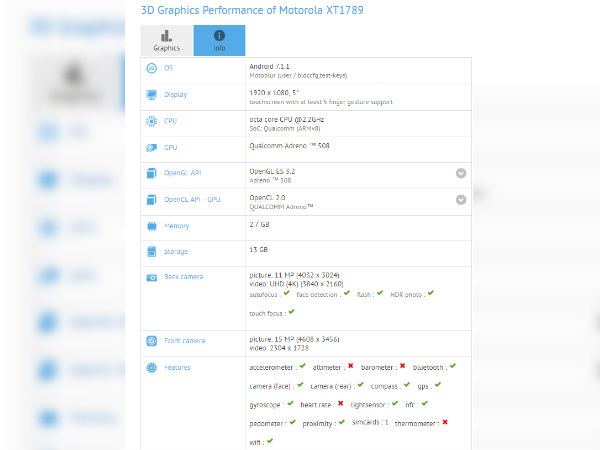 GFXbench listing reveals a new Moto smartphone with 3GB RAM