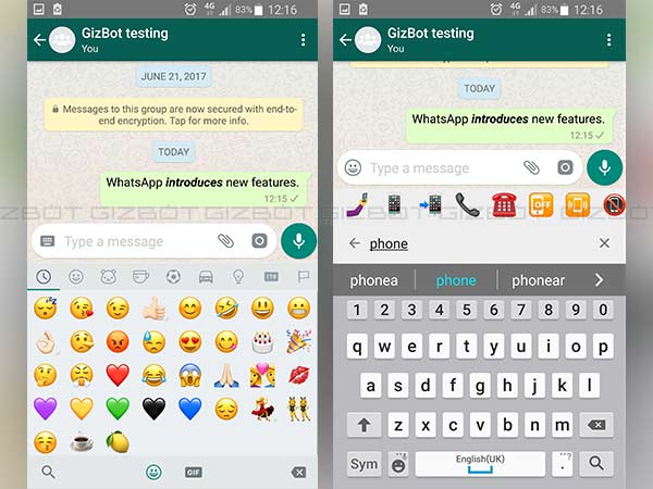 WhatsApp lets you search for emoji and customize font type easily